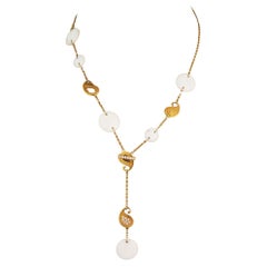 Carrera y Carrera Aqua Diamond White Agate 18k Yellow Gold Lariat Necklace