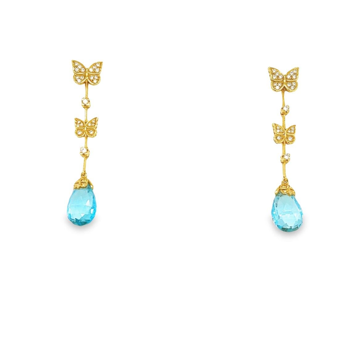 Carrera Y Carrera Baile Mariposa Butterfly Diamond Topaz 18k Necklace & Earrings For Sale 1