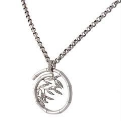 Carrera Y Carrera Bambu 18 Karat White Gold Diamonds Pendant Necklace