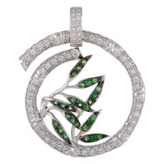 Carrera y Carrera Bambú Diamond Pave and Tsavorite 18 Karat Gold Spiral Pendant