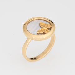 Carrera y Carrera Butterfly Ring Sz 7.5 Mother of Pearl 18k Yellow Gold Jewelry