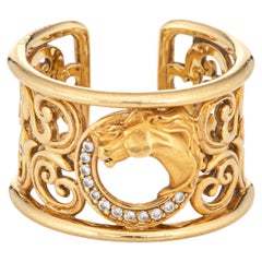 Carrera y Carrera Cuff Ring Diamond Horse Wide Band Sz 6.5 Estate Fine Jewelry