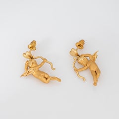 Carrera y Carrera Cupid Drop Earrings Estate 18k Yellow Gold COA Signed Jewelry