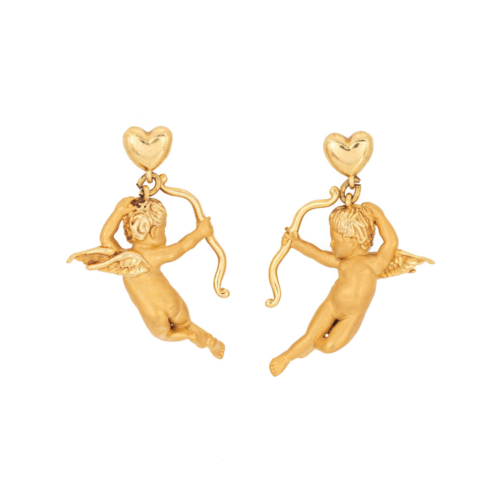 Carrera y Carrera Cupid Drop Earrings Estate 18k Yellow Gold COA Signed Jewelry In Good Condition For Sale In Torrance, CA