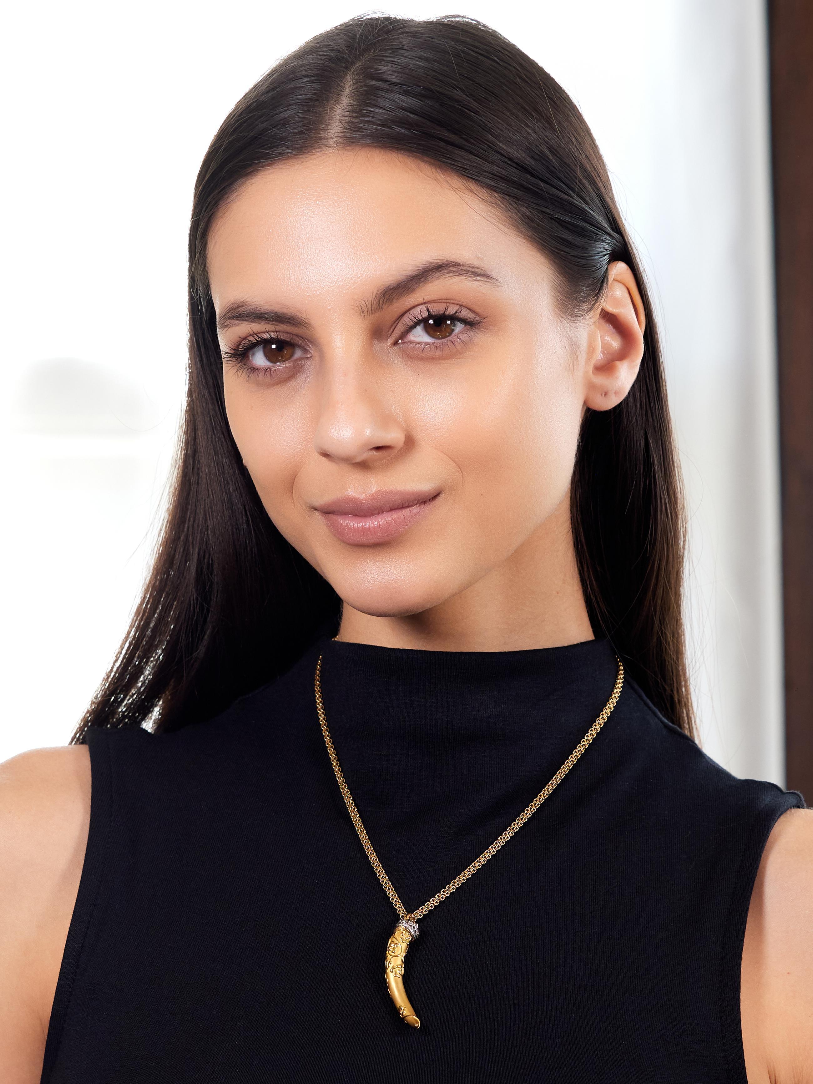 Carrera y Carrera Collana con diamante in oro 18 carati Ava Maxi Cornicello in vendita 5