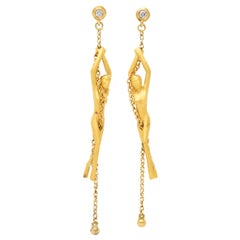 Carrera y Carrera Diamond 18 Karat Gold Chain Women Drop Earrings