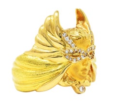 Carrera y Carrera Diamond 18 Karat Two-Tone Gold Mask of an Angel Ring