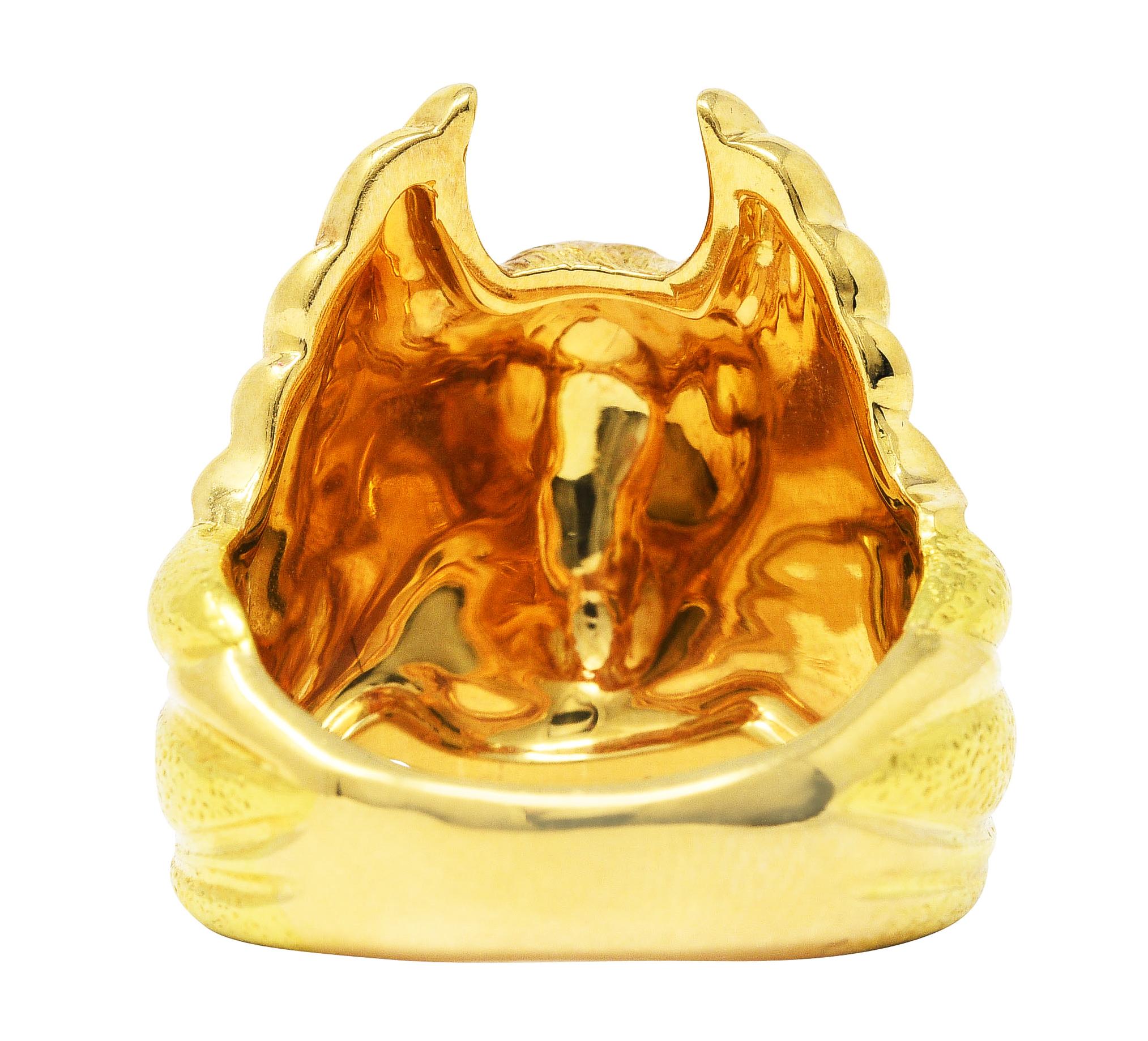 Brilliant Cut Carrera y Carrera Diamond 18 Karat Two-Tone Gold Mask of An Angel Ring