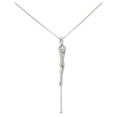 Carrera Y Carrera Diamond 18 Karat White Gold Female Figure Drop Necklace