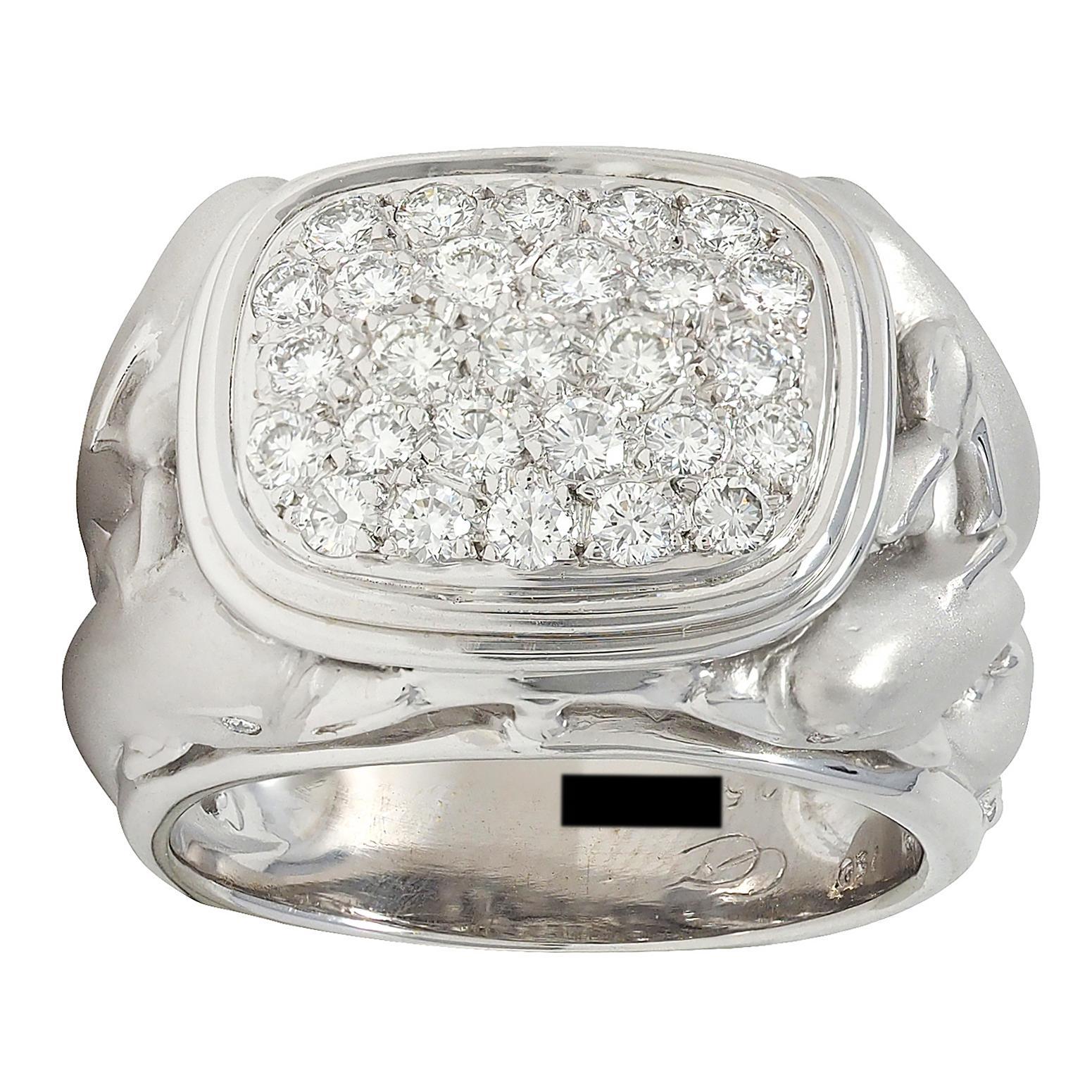 Carrera y Carrera Anillo de oro blanco de 18 quilates con pavé de delfines en venta 2