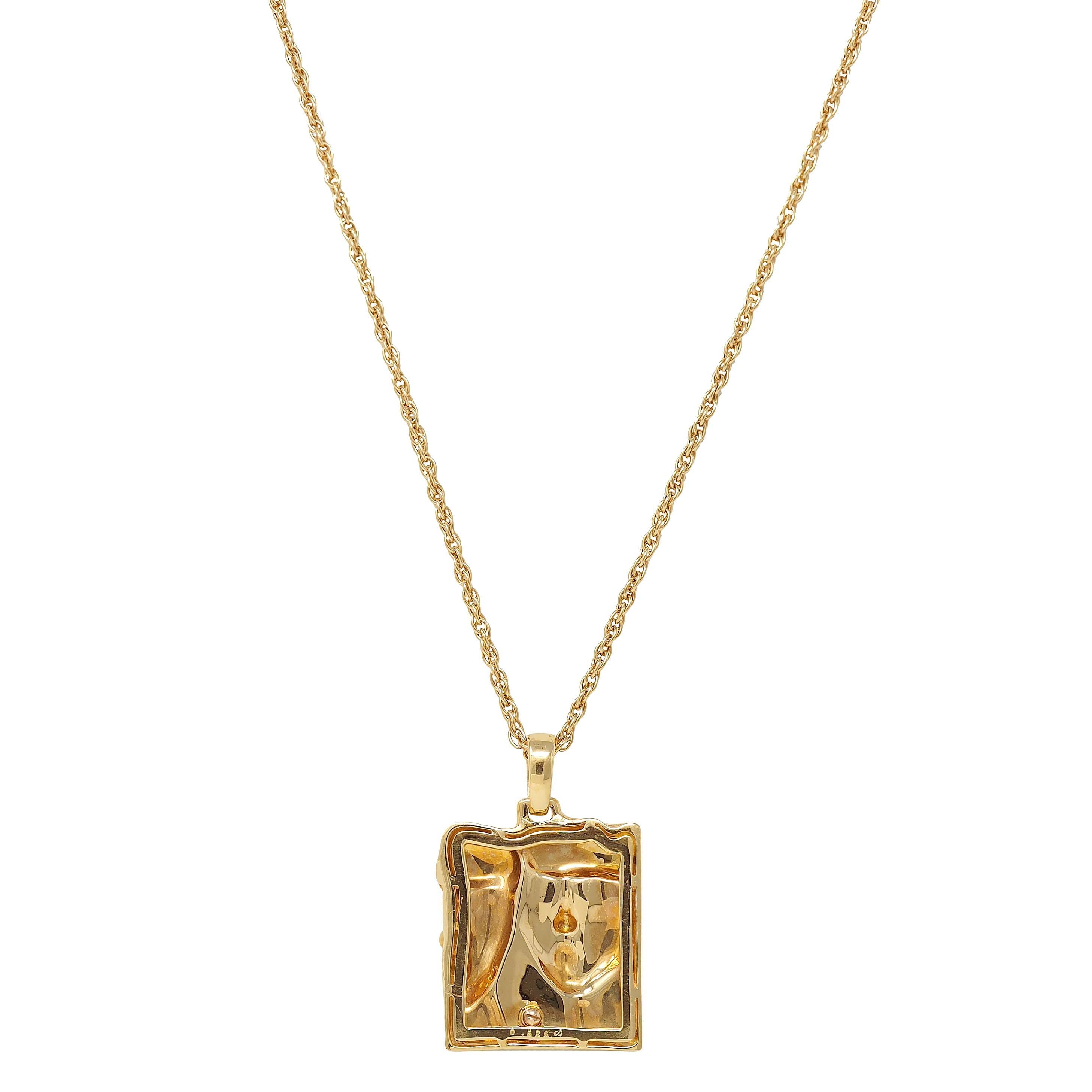 Carrera y Carrera Diamond 18 Karat Yellow Gold Adam & Eve Pendant Necklace For Sale 1