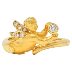 Carrera Y Carrera Diamond 18 Karat Yellow Gold Cherub Bypass Ring