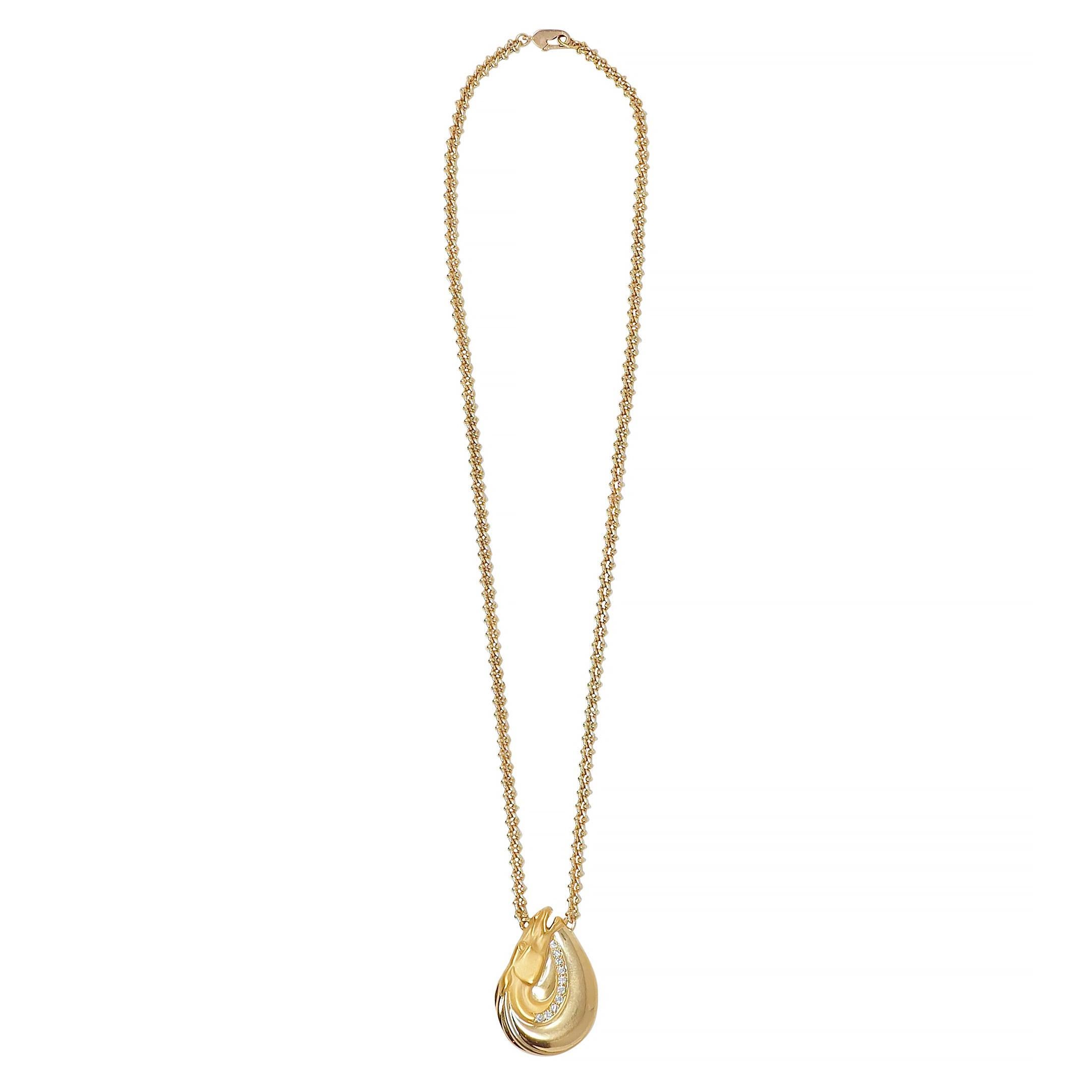 Carrera Y Carrera Diamond 18 Karat Yellow Gold Horse Ecuestre Station Necklace For Sale 6