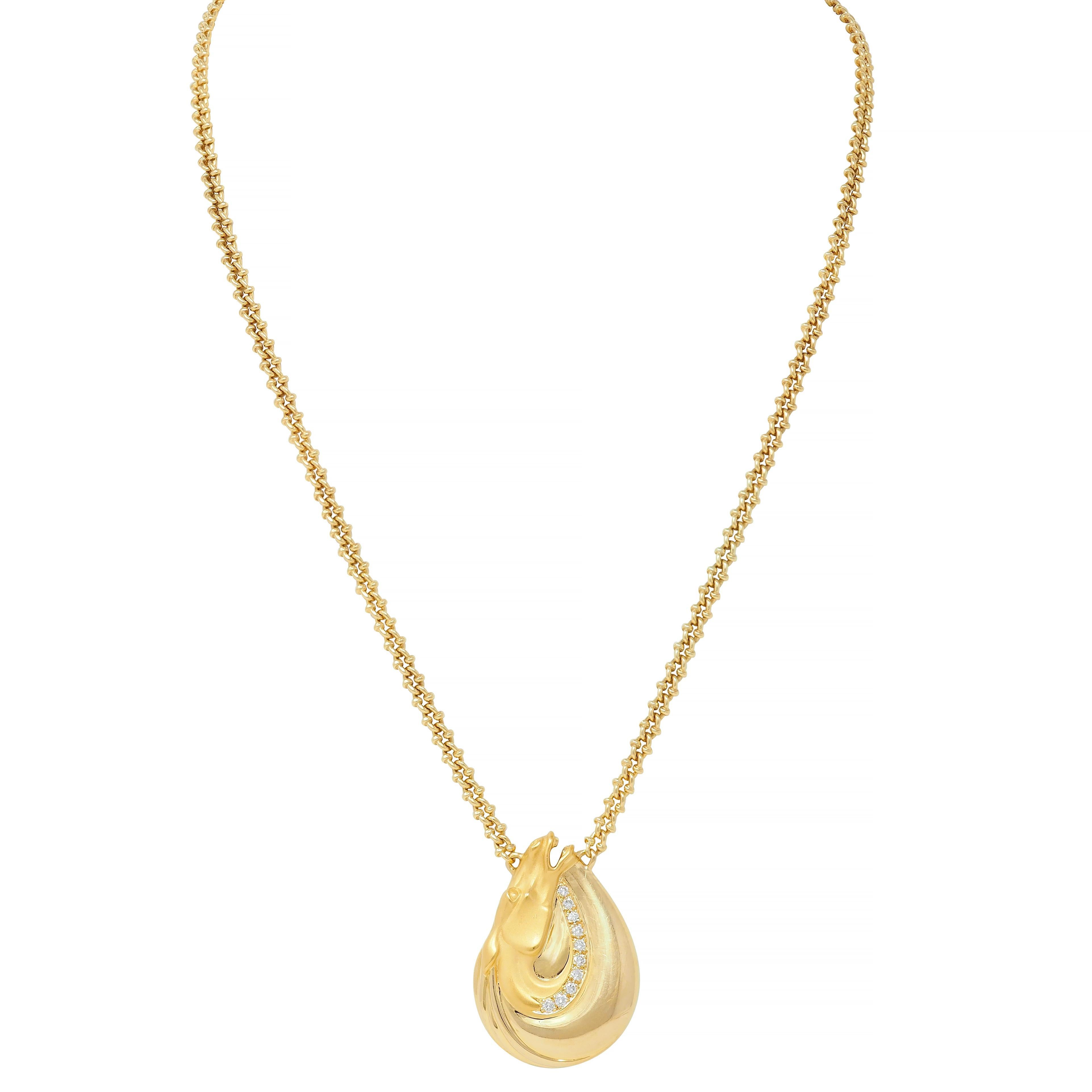 Carrera Y Carrera Diamond 18 Karat Yellow Gold Horse Ecuestre Station Necklace For Sale 4