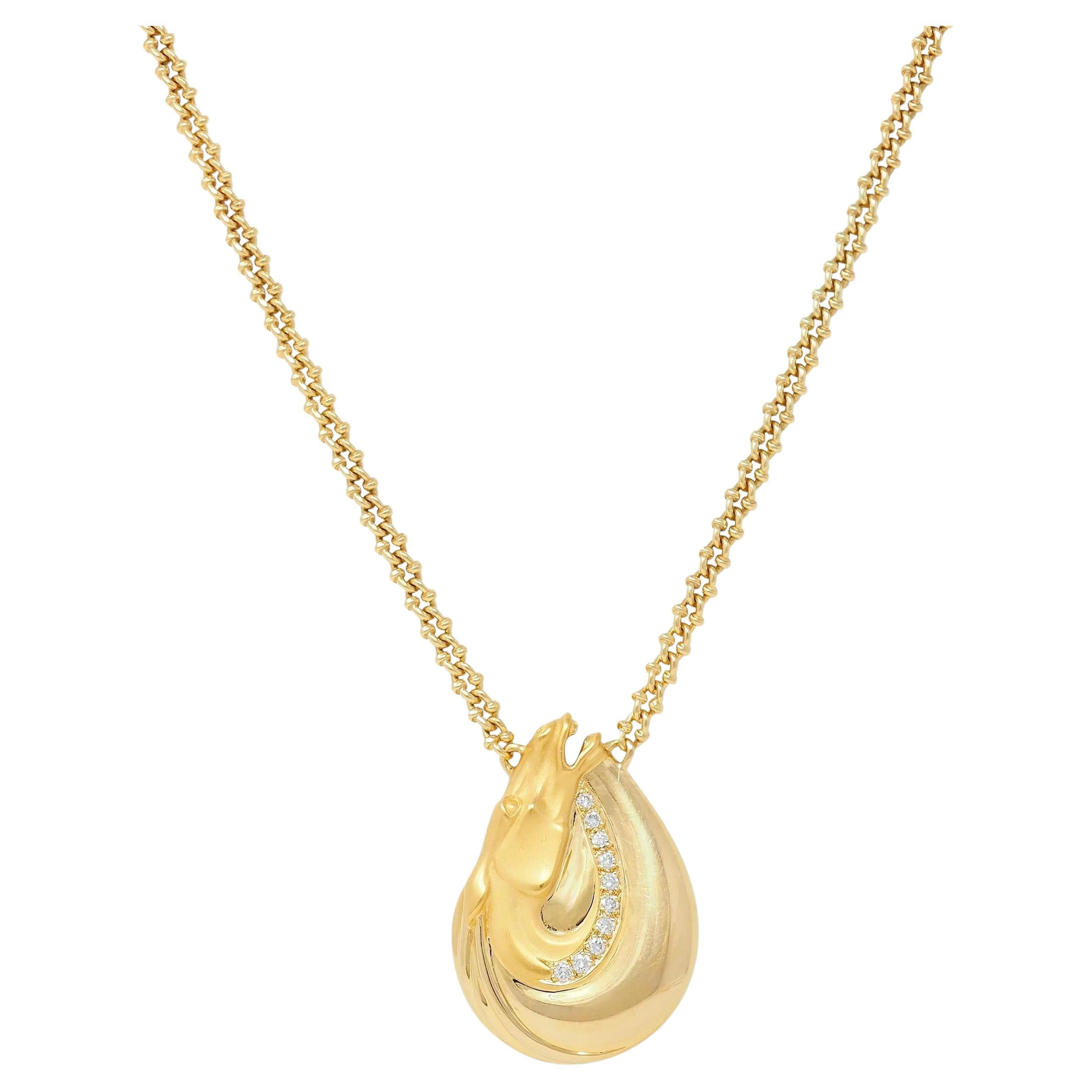 Carrera Y Carrera Diamant 18 Karat Gelbgold Pferd Ecuestre Station Halskette