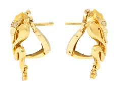 Carrera Y Carrera Diamond 18 Karat Yellow Gold Masquerade Mask Vintage Earrings