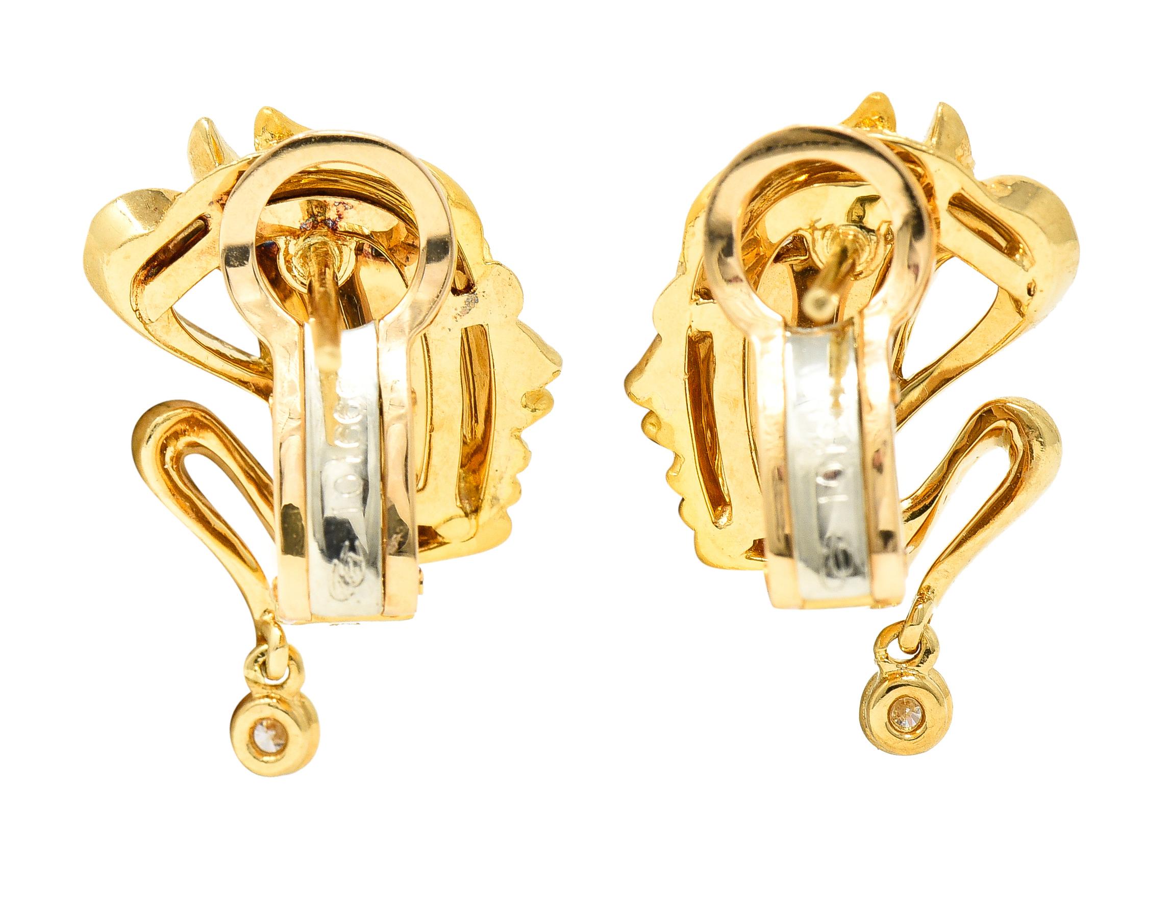 Carrera Y Carrera Diamant-Ohrringe aus 18 Karat Gelbgold mit Masquerade-Maske (Zeitgenössisch) im Angebot