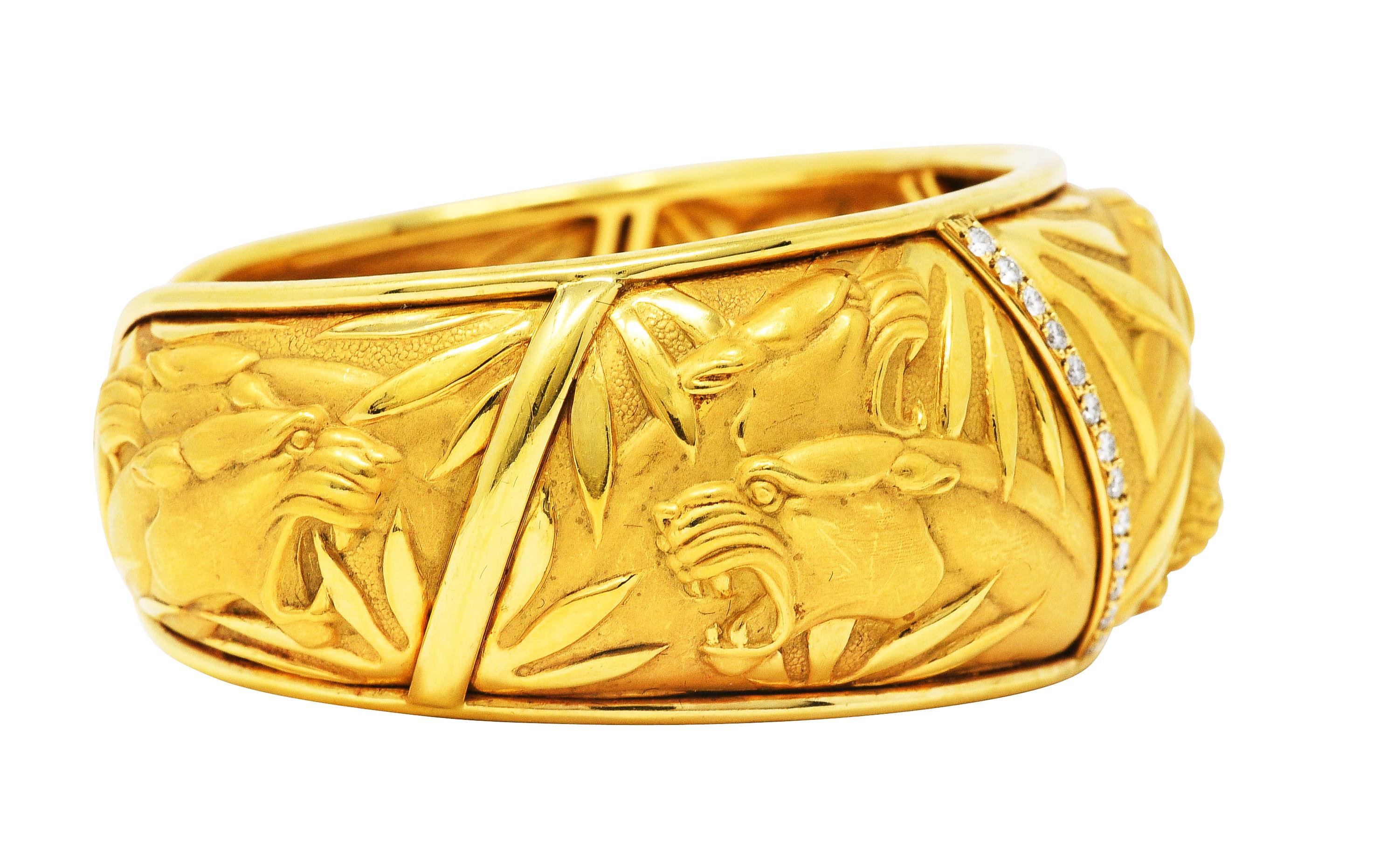 Carrera y Carrera Diamant 18 Karat Gelbgold Panther-Manschetten-Armband (Zeitgenössisch)