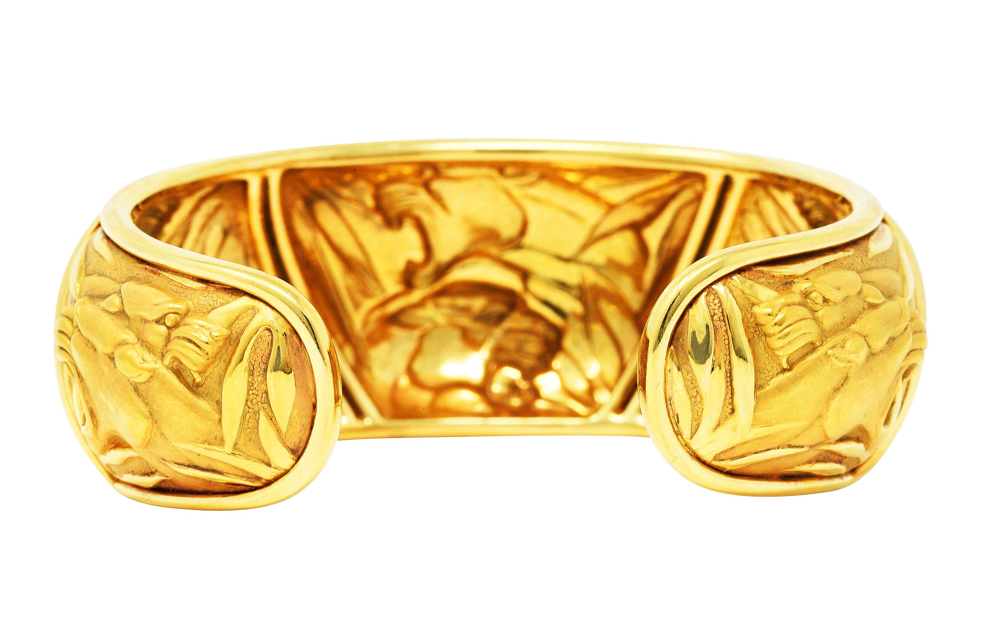 Carrera y Carrera Diamant 18 Karat Gelbgold Panther-Manschetten-Armband (Brillantschliff)