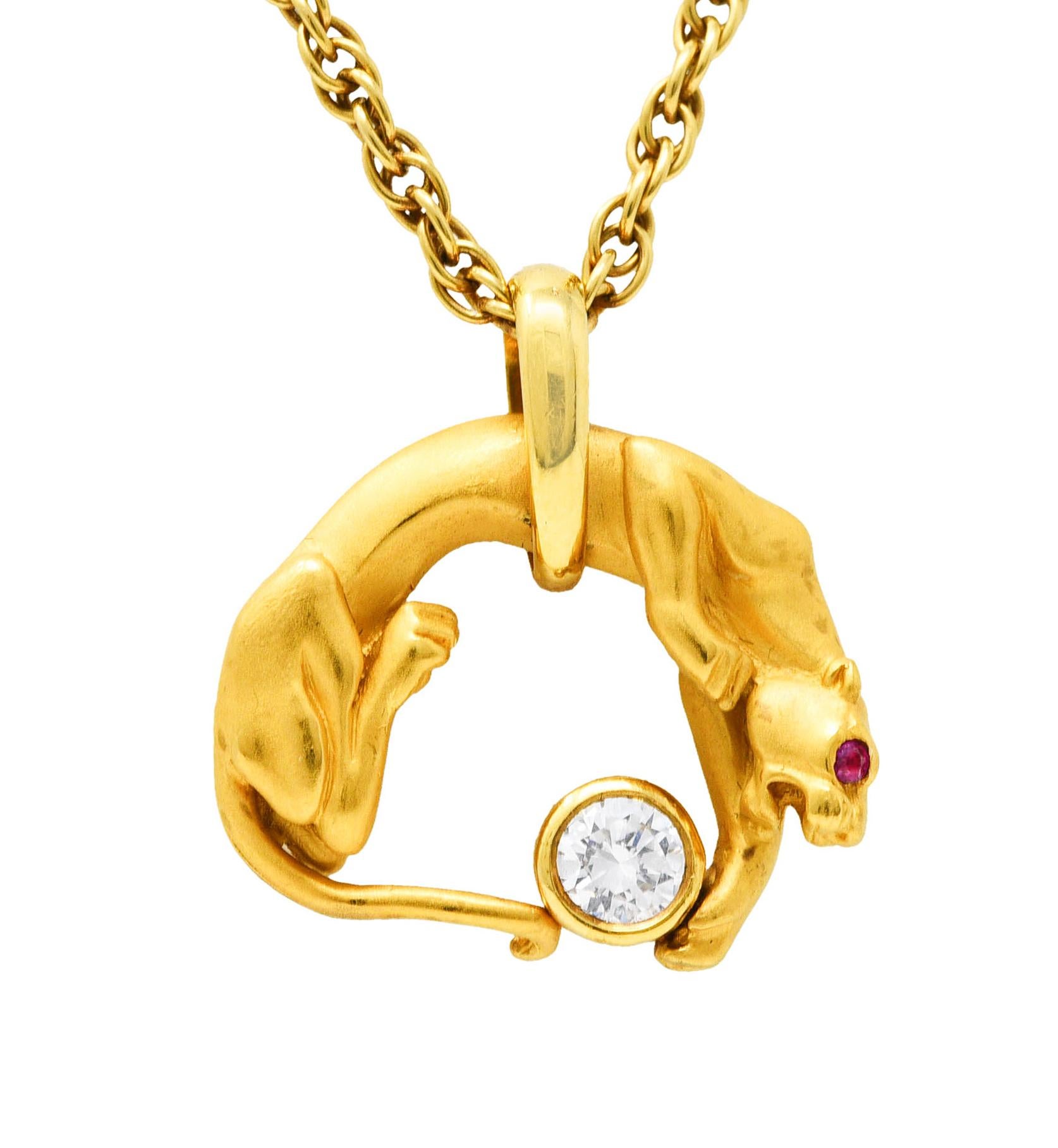 Carrera Y Carrera Diamond 18 Karat Yellow Gold Panther Pendant Necklace 4