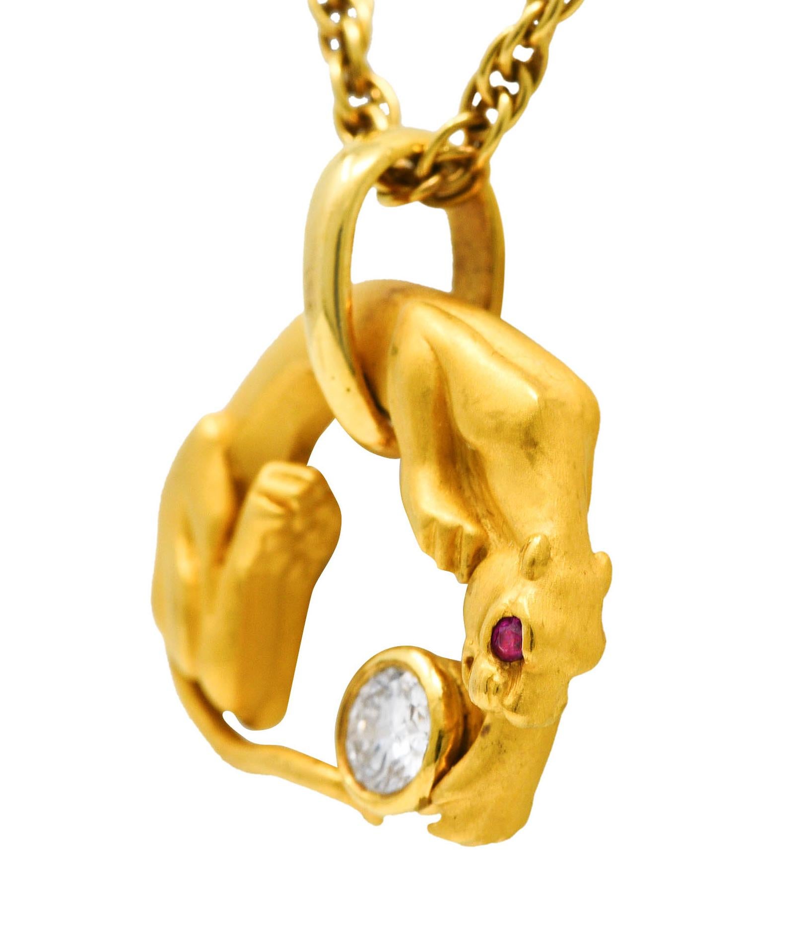Carrera Y Carrera Diamond 18 Karat Yellow Gold Panther Pendant Necklace 2