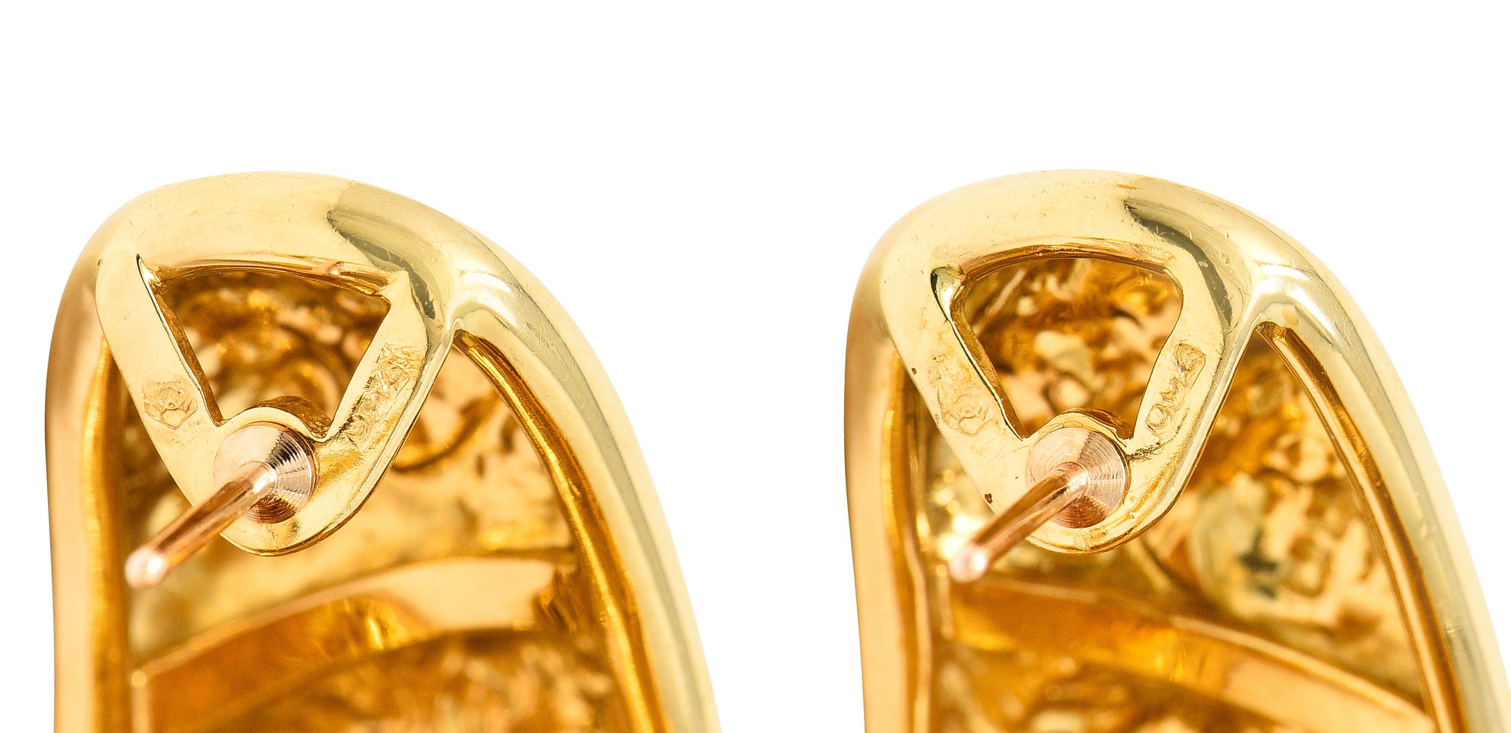 Contemporary Carrera y Carrera Diamond 18 Karat Yellow Gold Repoussé Cherub J Hoop Earrings