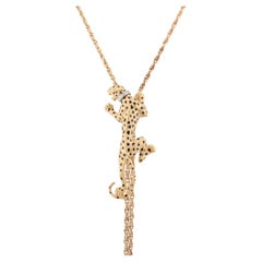 Carrera y Carrera Diamond 18k Gold Enamel Panther Necklace Brooch Combination