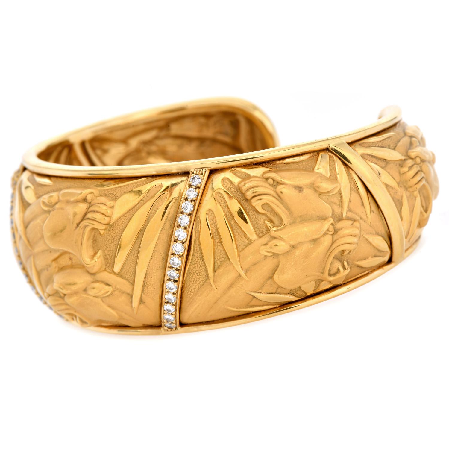 Donna Carrera y Carrera Diamond 18K Mosaico  Bracciale con pantera in vendita