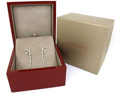 Carrera y Carrera Diamant 18k Weißgold Bambus Lange Ohrringe Designer