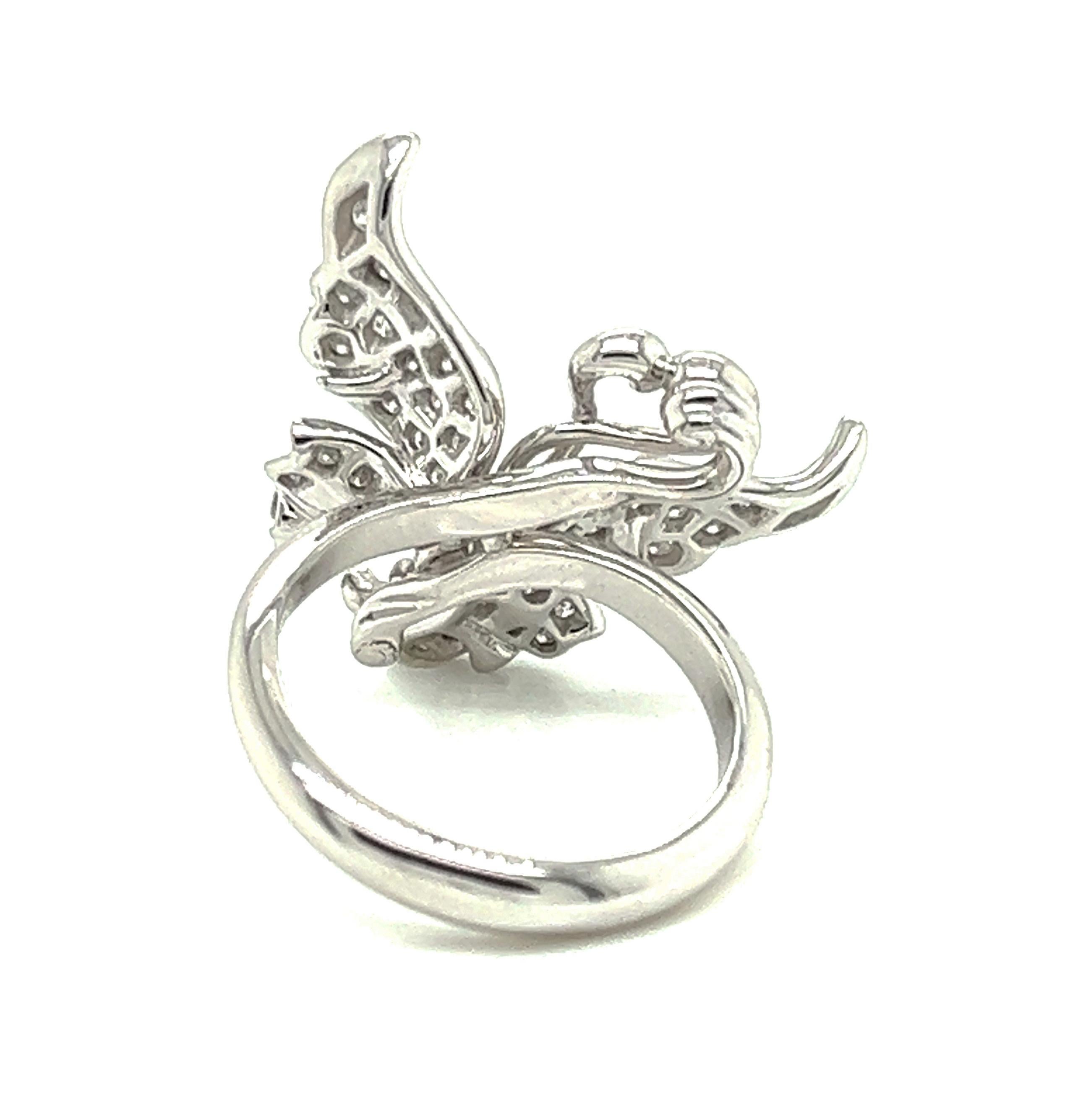 Carrera y Carrera Diamond 18k White Gold Fancy Butterfly Ring For Sale 1