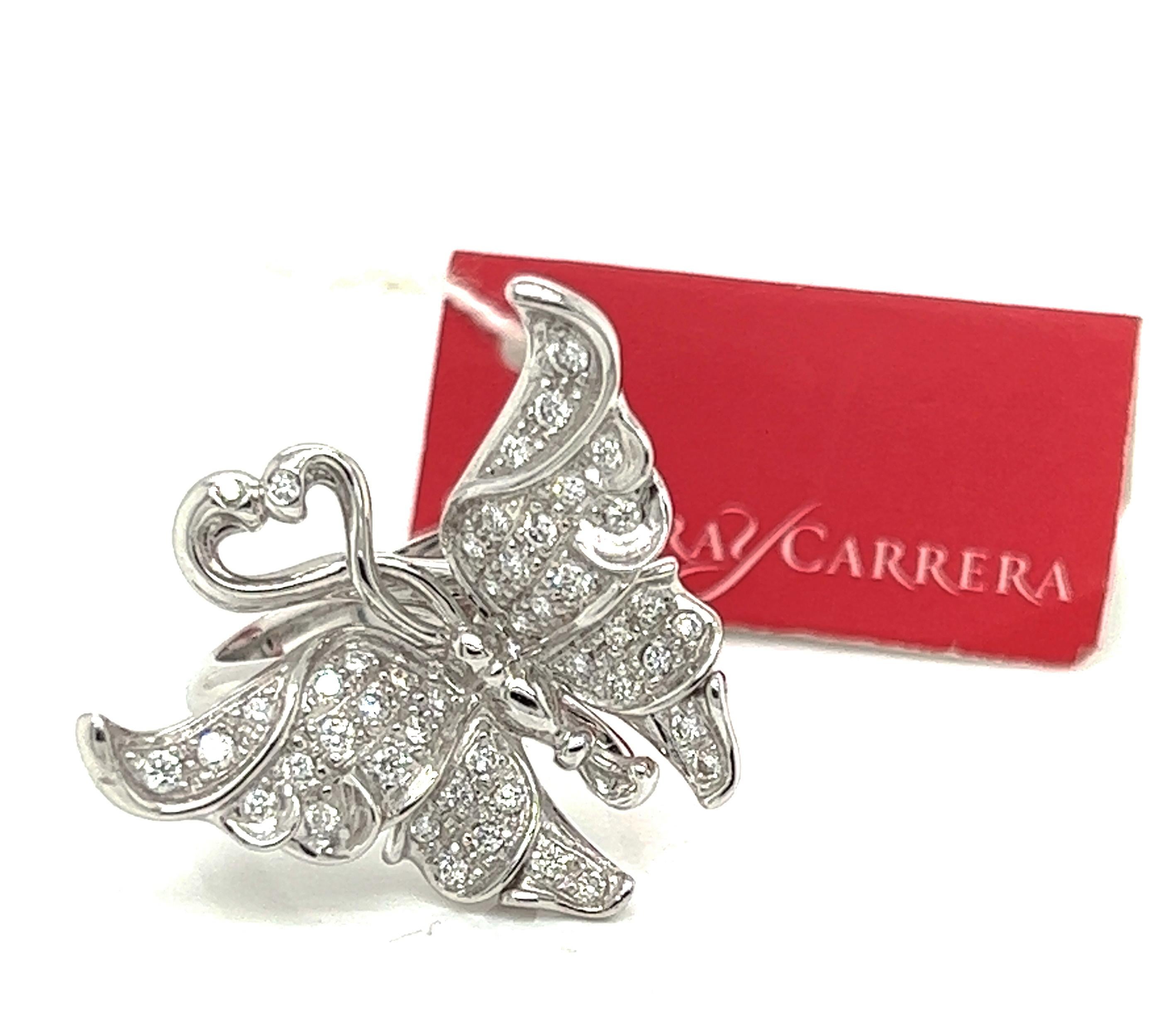 Carrera y Carrera Diamond 18k White Gold Fancy Butterfly Ring For Sale 3