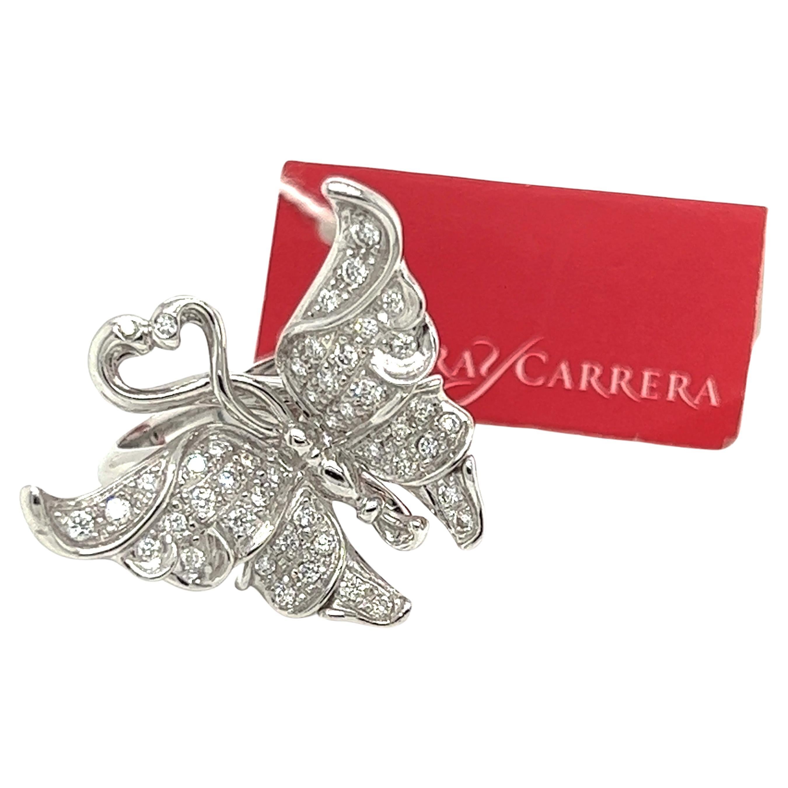 Carrera y Carrera Bague papillon fantaisie en or blanc 18 carats et diamants en vente