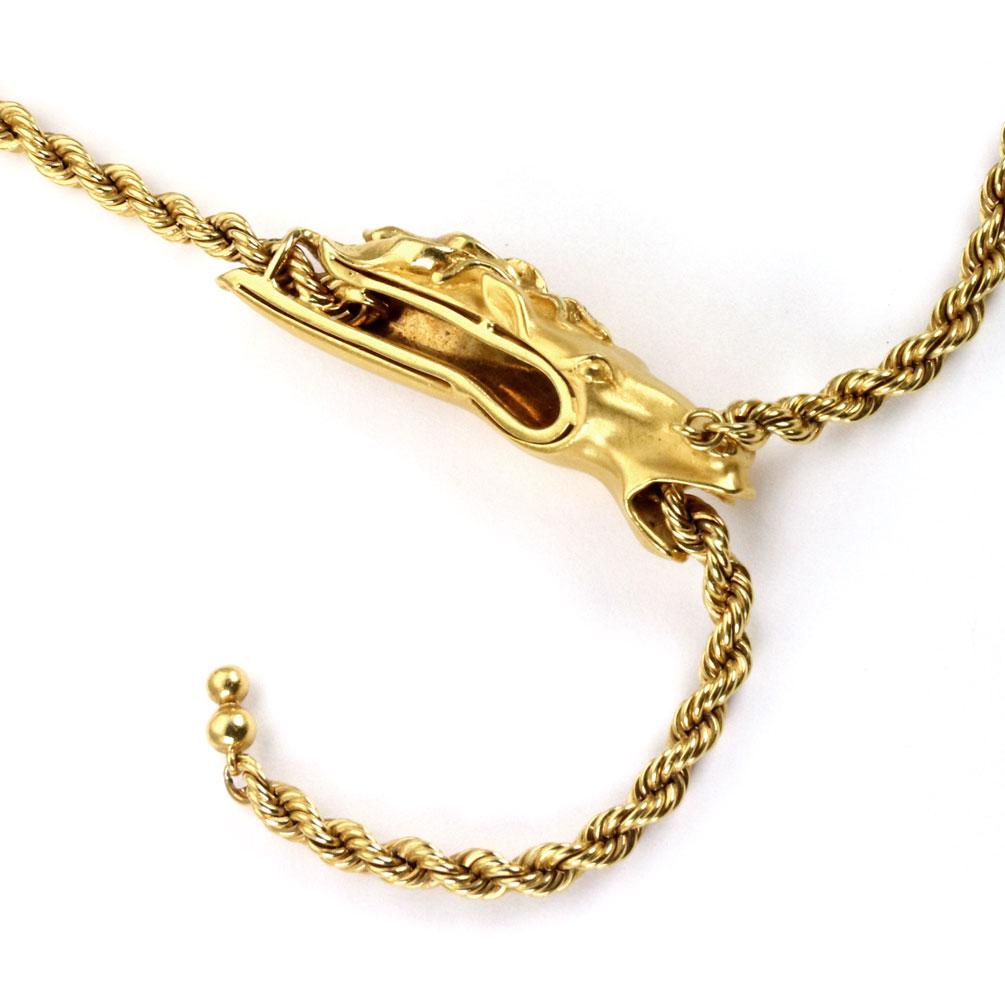 Modern Carrara Y Carrara Diamond 18k Yellow Gold Horse Pendant Rope Necklace For Sale