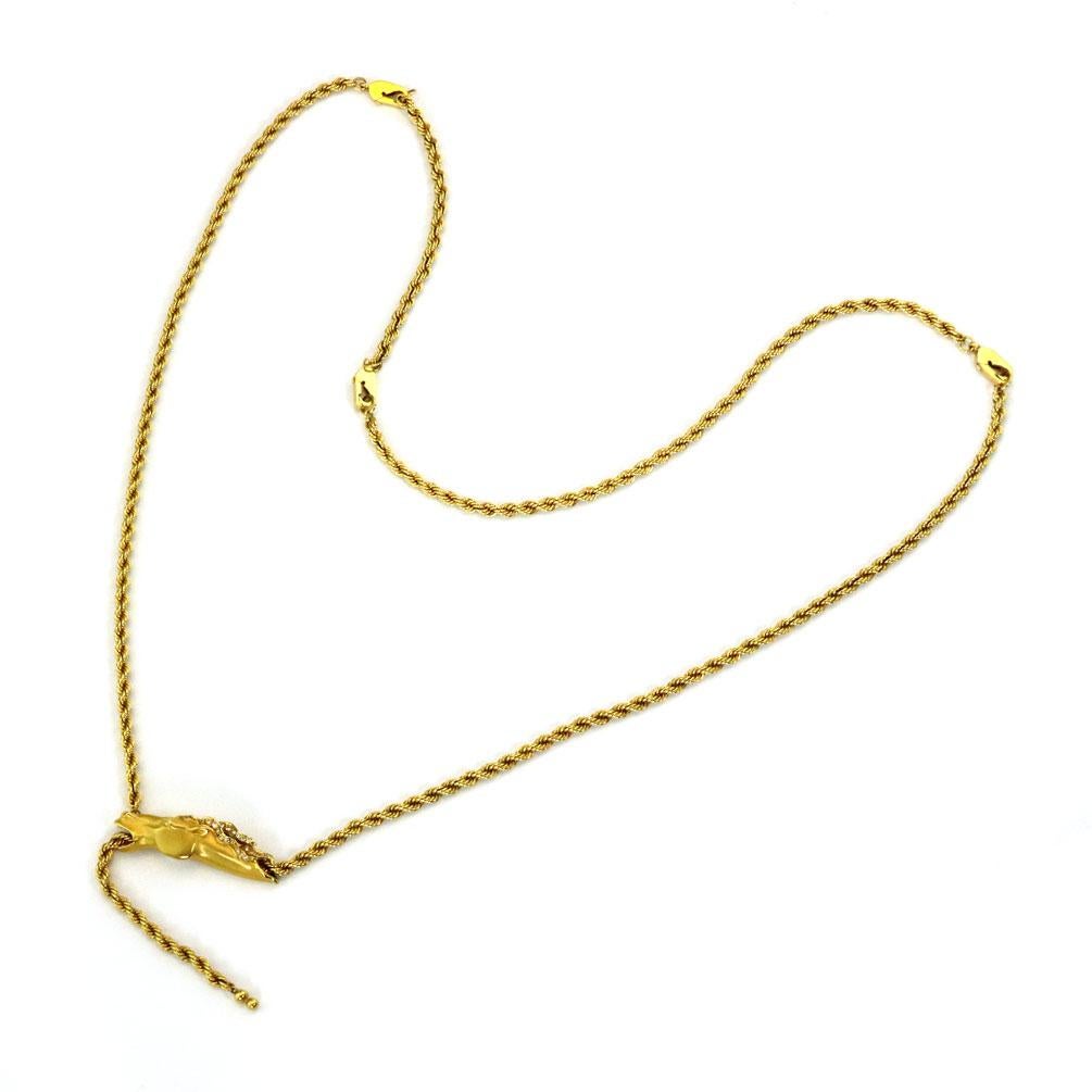 Brilliant Cut Carrara Y Carrara Diamond 18k Yellow Gold Horse Pendant Rope Necklace For Sale