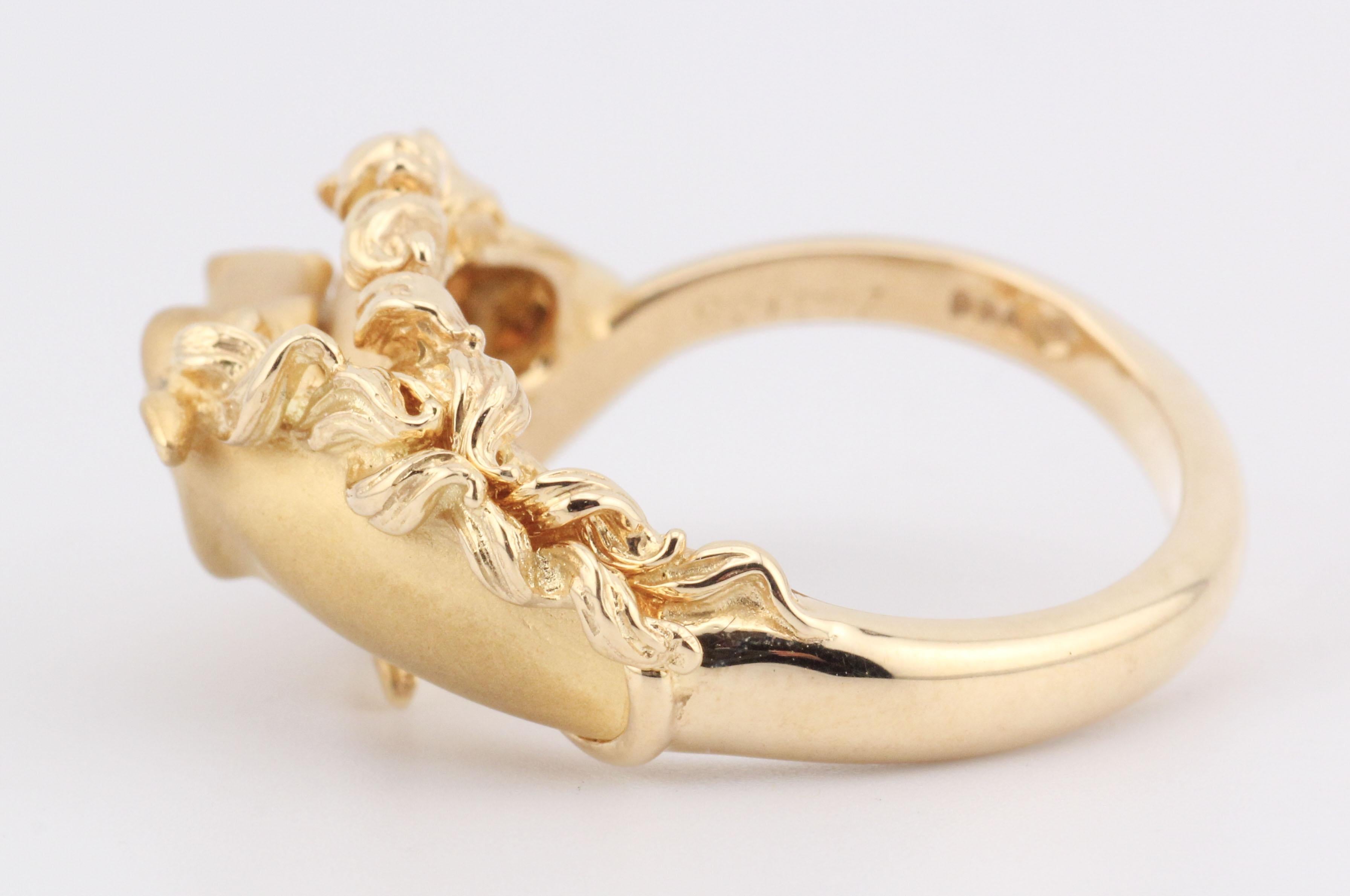 Taille brillant Carrera y Carrera Diamant Bague cheval en or jaune 18K Taille 6 en vente