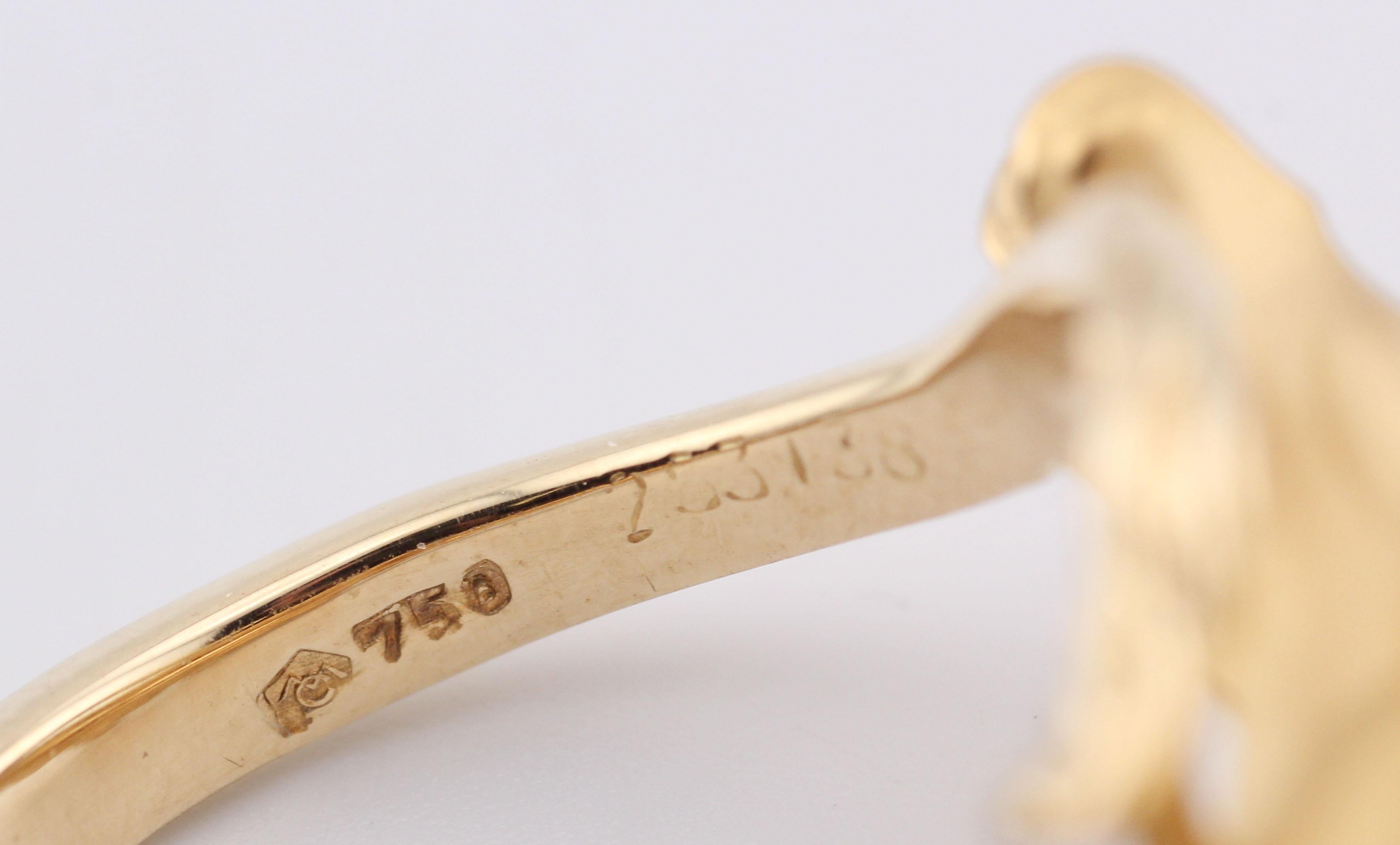 Carrera y Carrera Diamant Bague cheval en or jaune 18K Taille 6 en vente 2