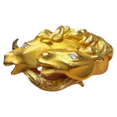 Carrera Y Carrera Diamond 18K Yellow Gold Horse Ring Size 6