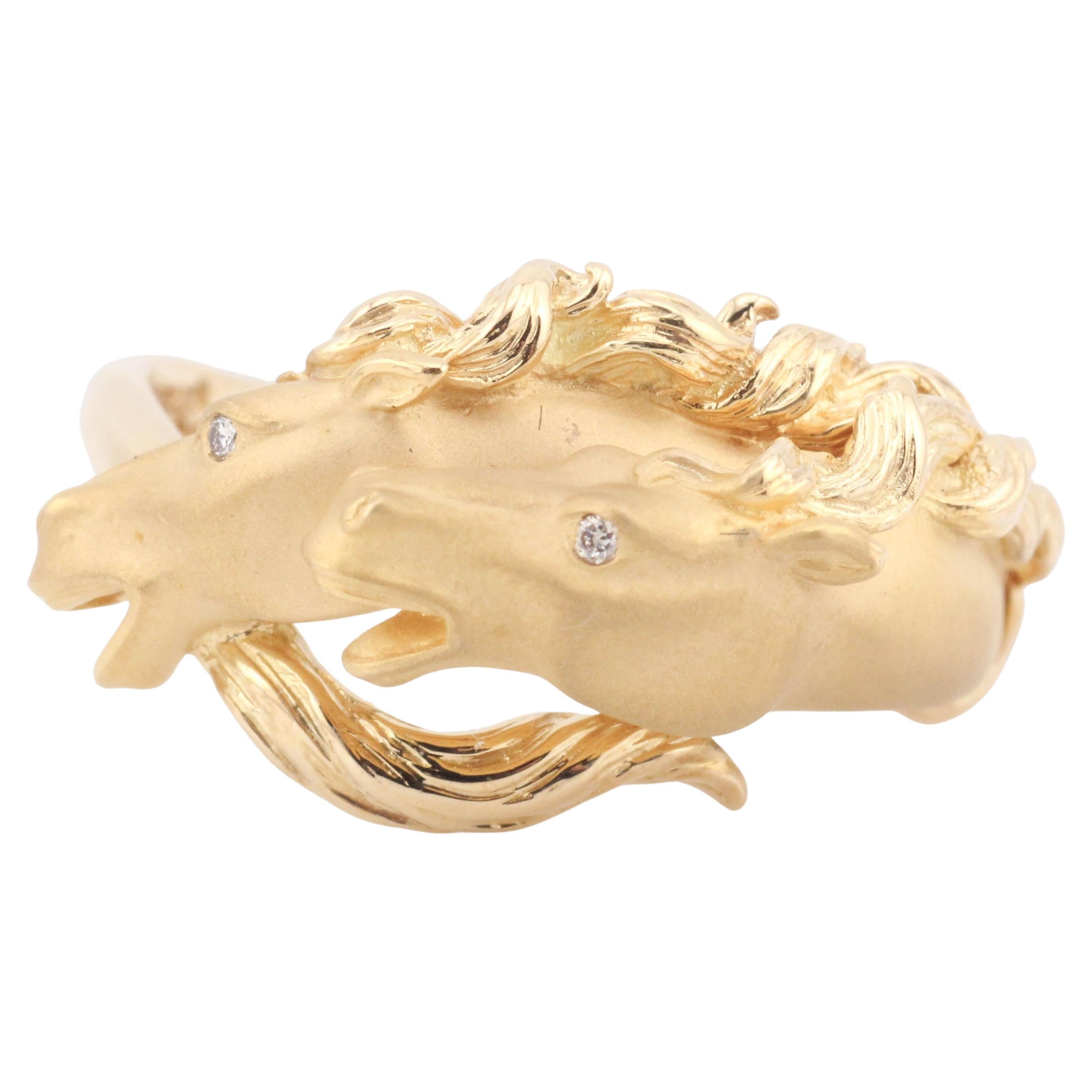 Carrera y Carrera Diamant Bague cheval en or jaune 18K Taille 6