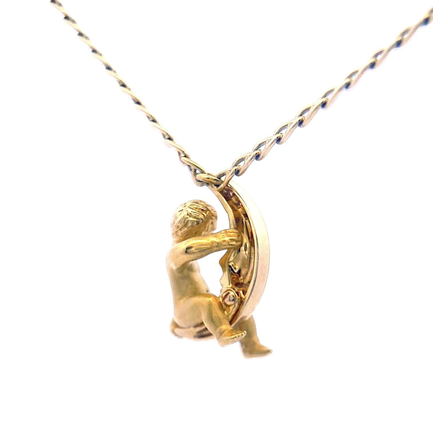 Collier à chaîne avec pendentif Child Child en or jaune 18 carats Carrera y Carrera Diamond Unisexe en vente