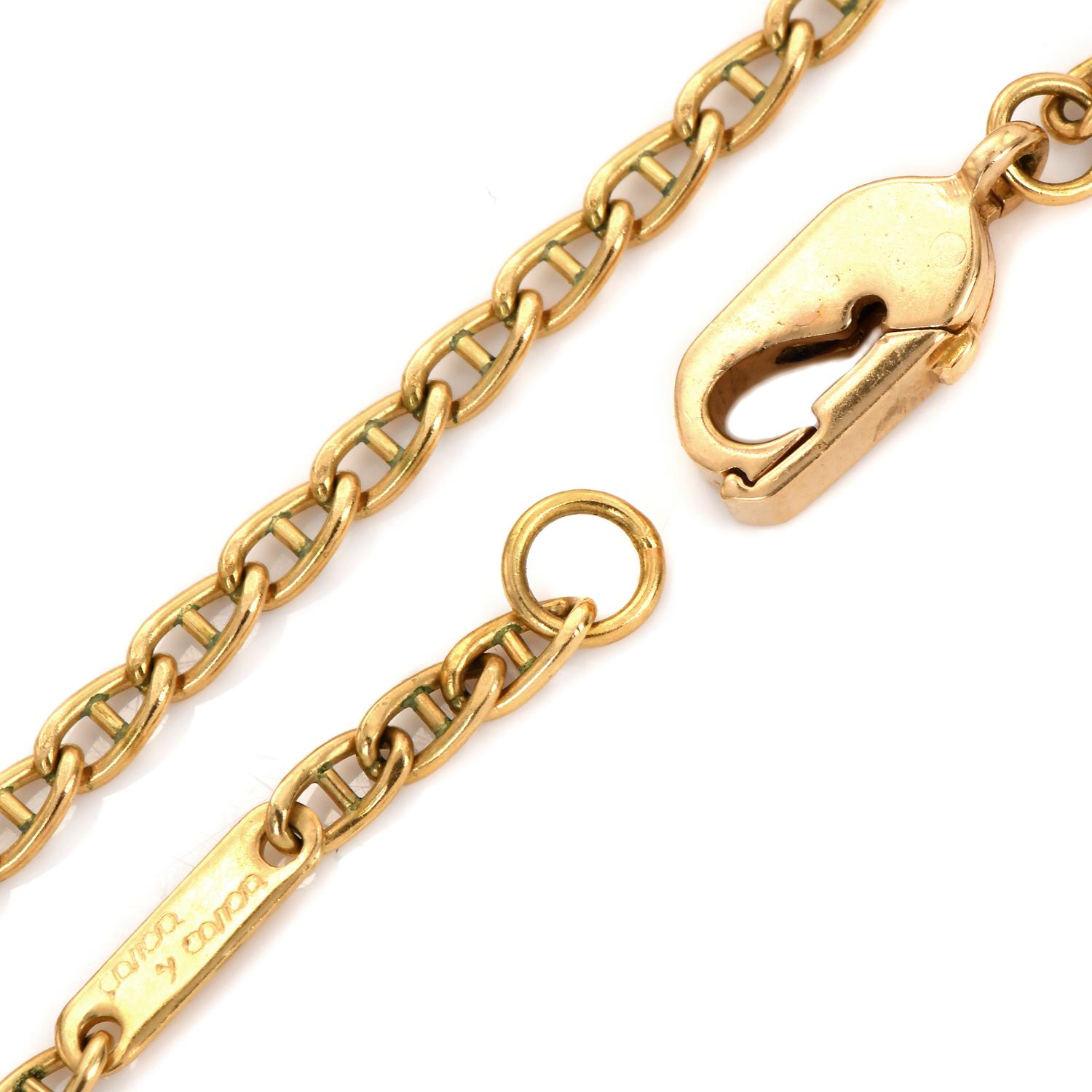 Women's or Men's Carrera Y Carrera Diamond 18k yellow Gold Moon Child Pendant Chain Necklace For Sale