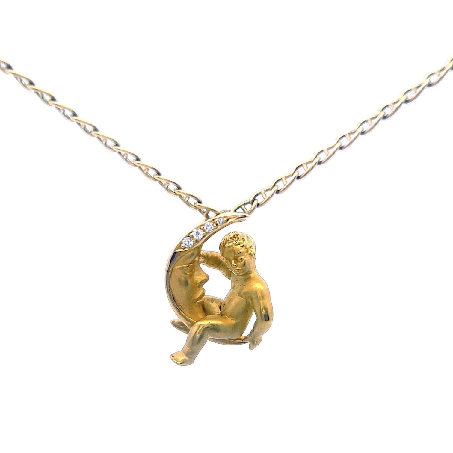 Collier à chaîne avec pendentif Child Child en or jaune 18 carats Carrera y Carrera Diamond en vente 1