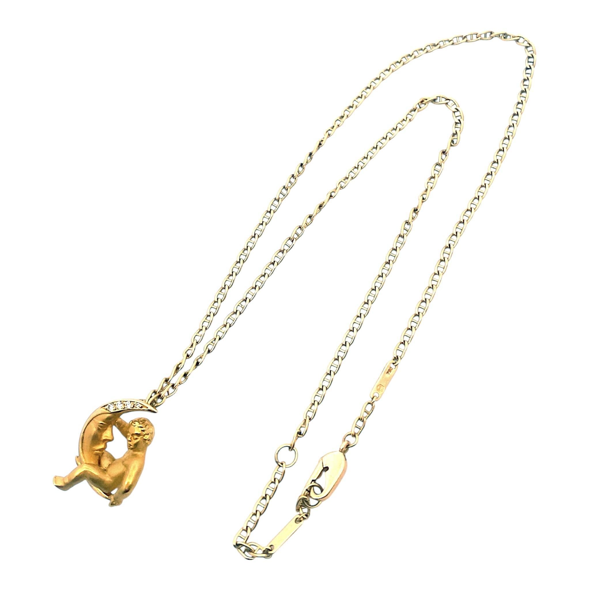 Collier à chaîne avec pendentif Child Child en or jaune 18 carats Carrera y Carrera Diamond en vente 3