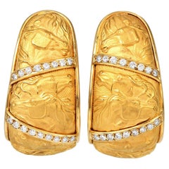 Carrera Y Carrera, boucles d'oreilles en or jaune 18 carats et diamants « Mosaico Caballo » avec cheval