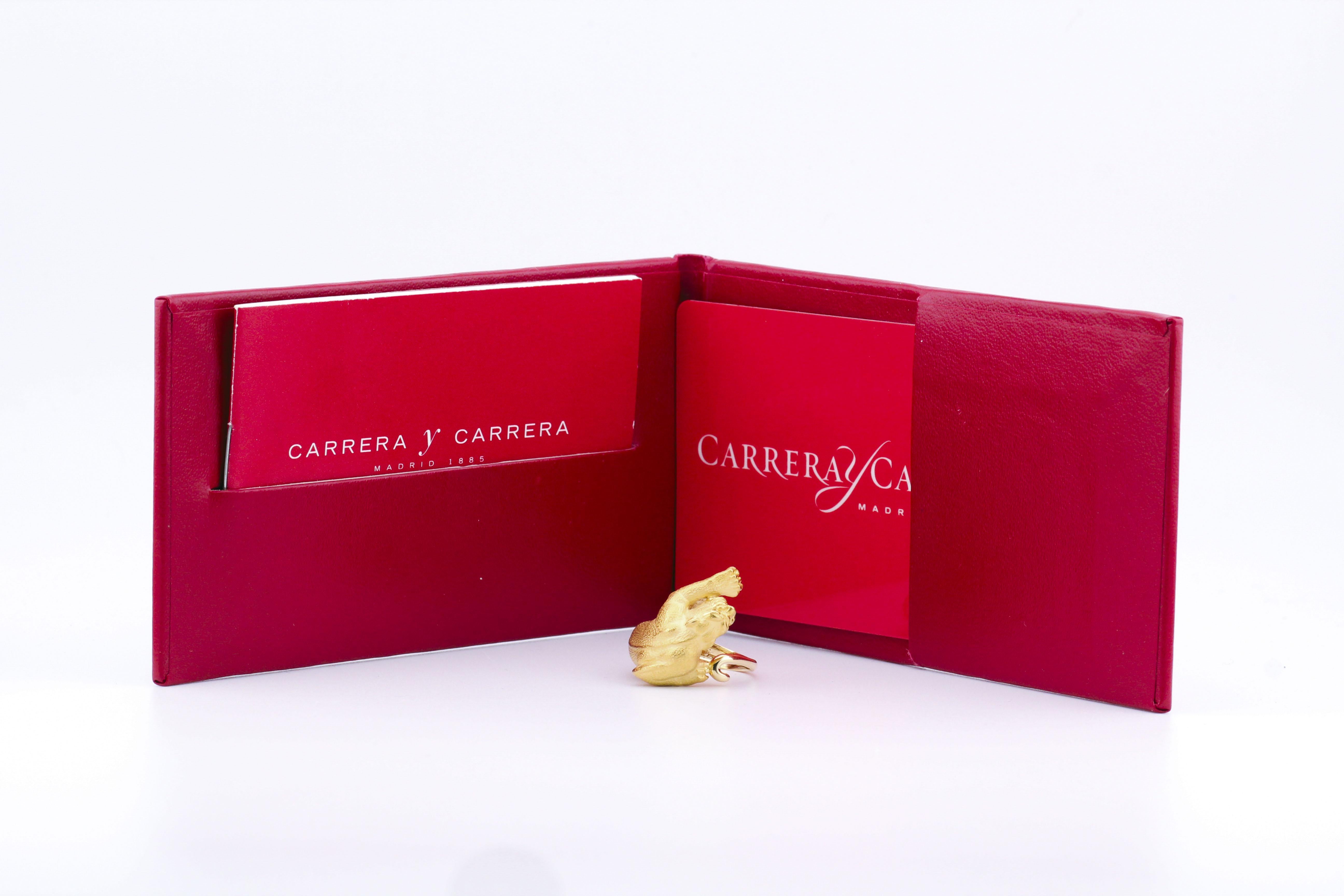 Carrera Y Carrera Diamond 18K Yellow Gold Panther Ring Size 6 For Sale 2