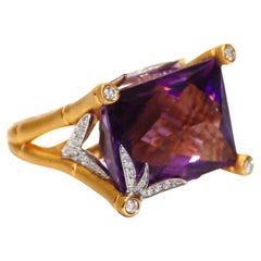 Carrera y Carrera Diamond and Amethyst Bamboo Ring