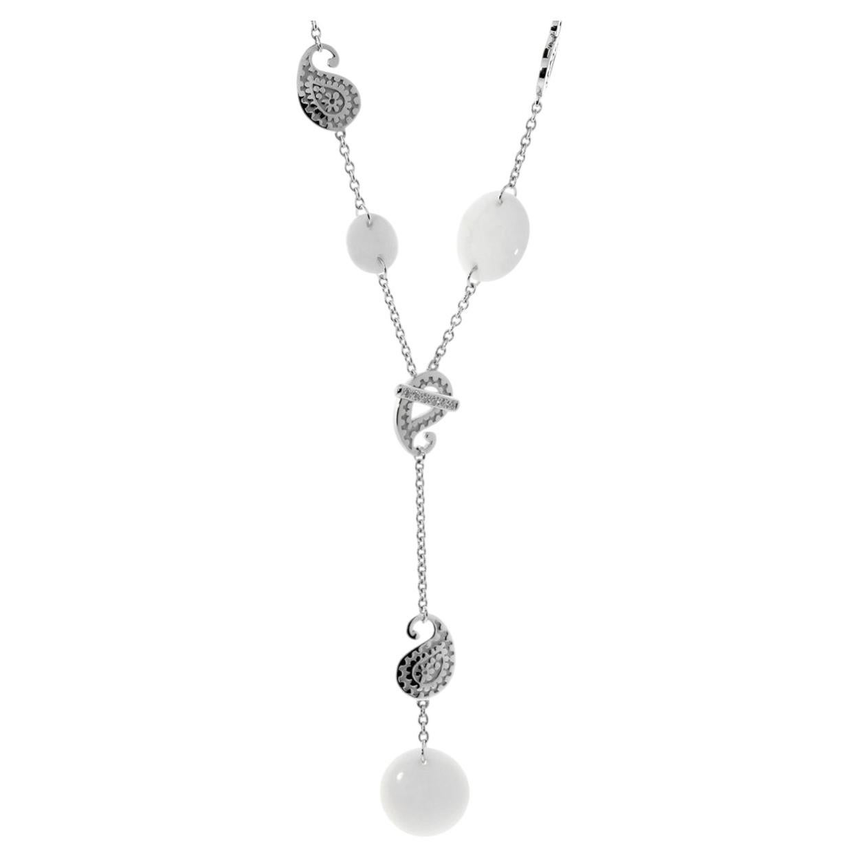 Pre-owned Carrera Y Carrera Diamond Aqua 18k White Gold Pendant Laria Necklace