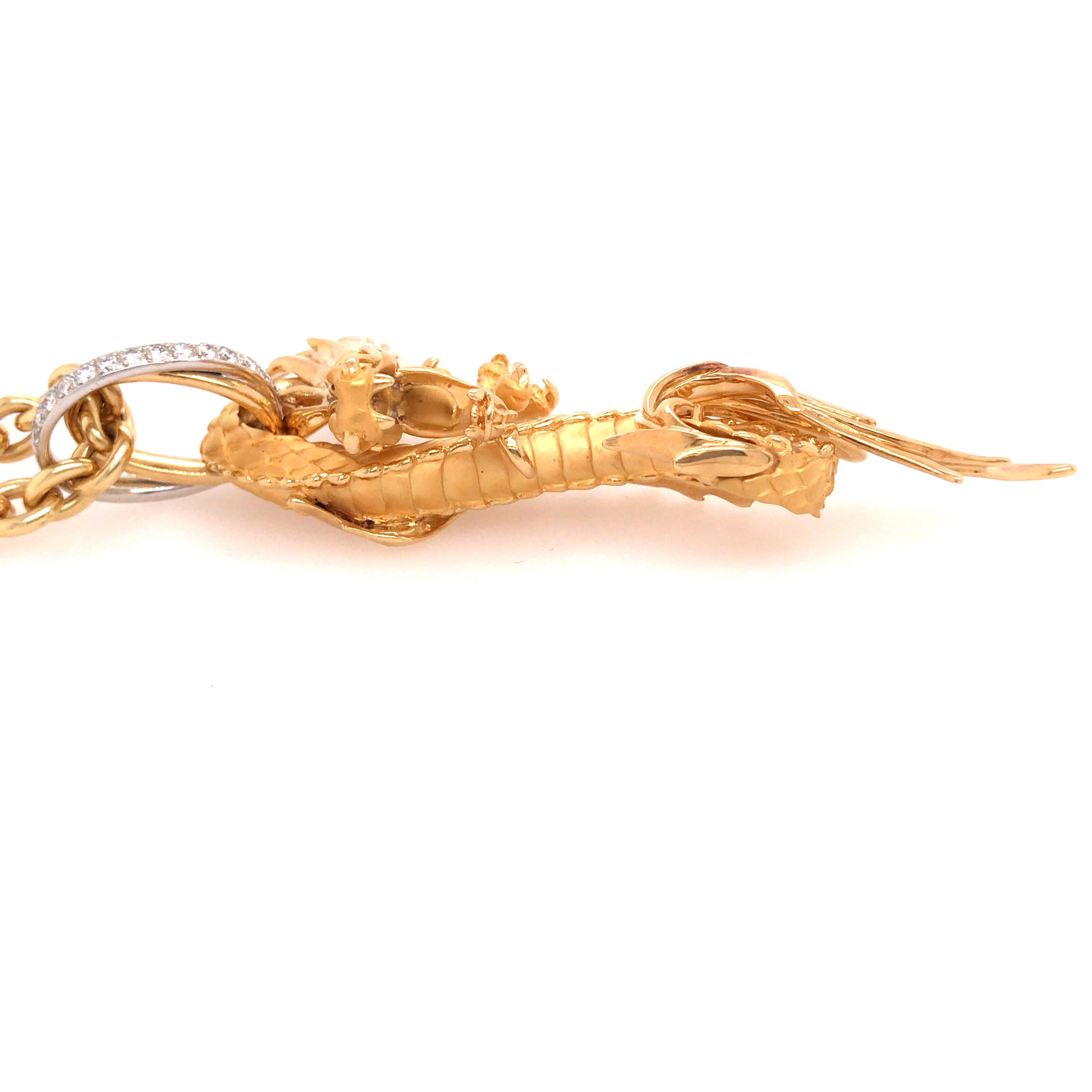 white gold dragon pendant