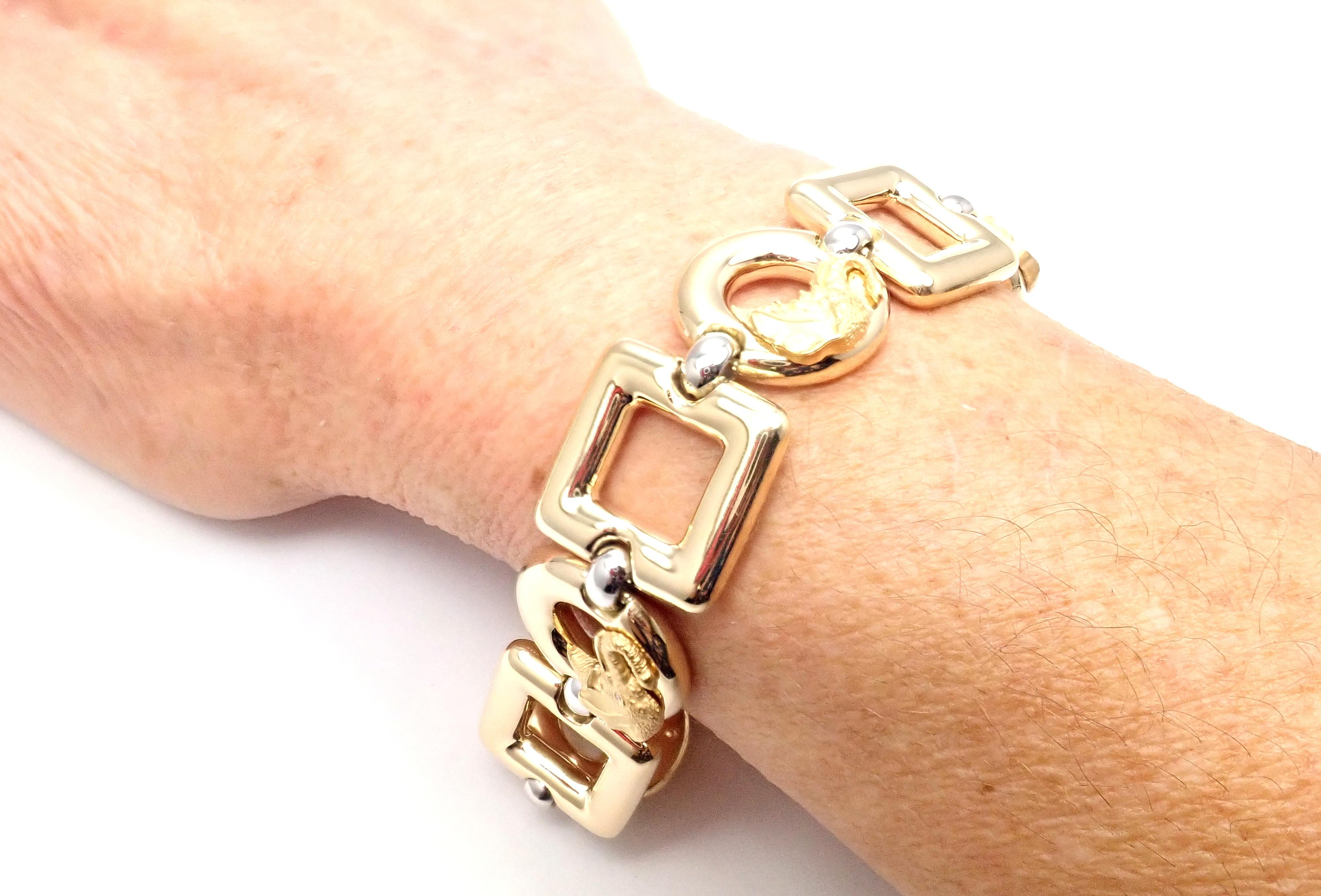 Carrera Y Carrera Diamond Elephant Yellow and White Gold Link Bracelet For Sale 5