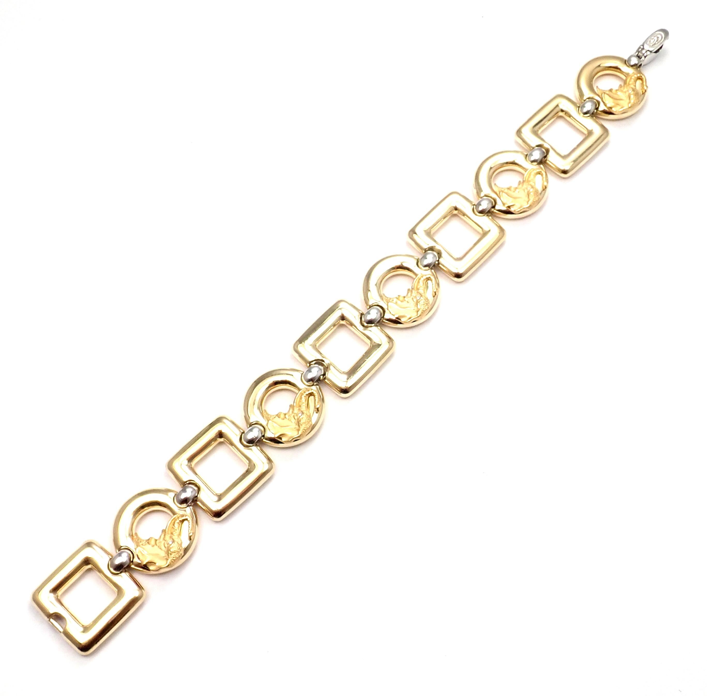 Carrera Y Carrera Diamond Elephant Yellow and White Gold Link Bracelet In Excellent Condition For Sale In Holland, PA