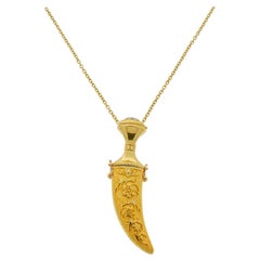 Carrera y Carrera Diamond Encrusted Dagger and Sheath Gold Pendant